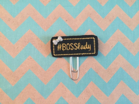 Boss Lady hashtag Paper Clip/Planner Clip/Bookmark. Choose with or without bow