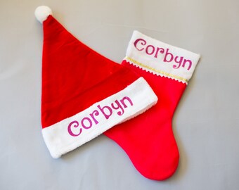 Christmas Stocking, Custom Stocking, Personalized Christmas Stockings, Family Christmas Stocking, Santa Hat, Personalized Santa Hat, Santa