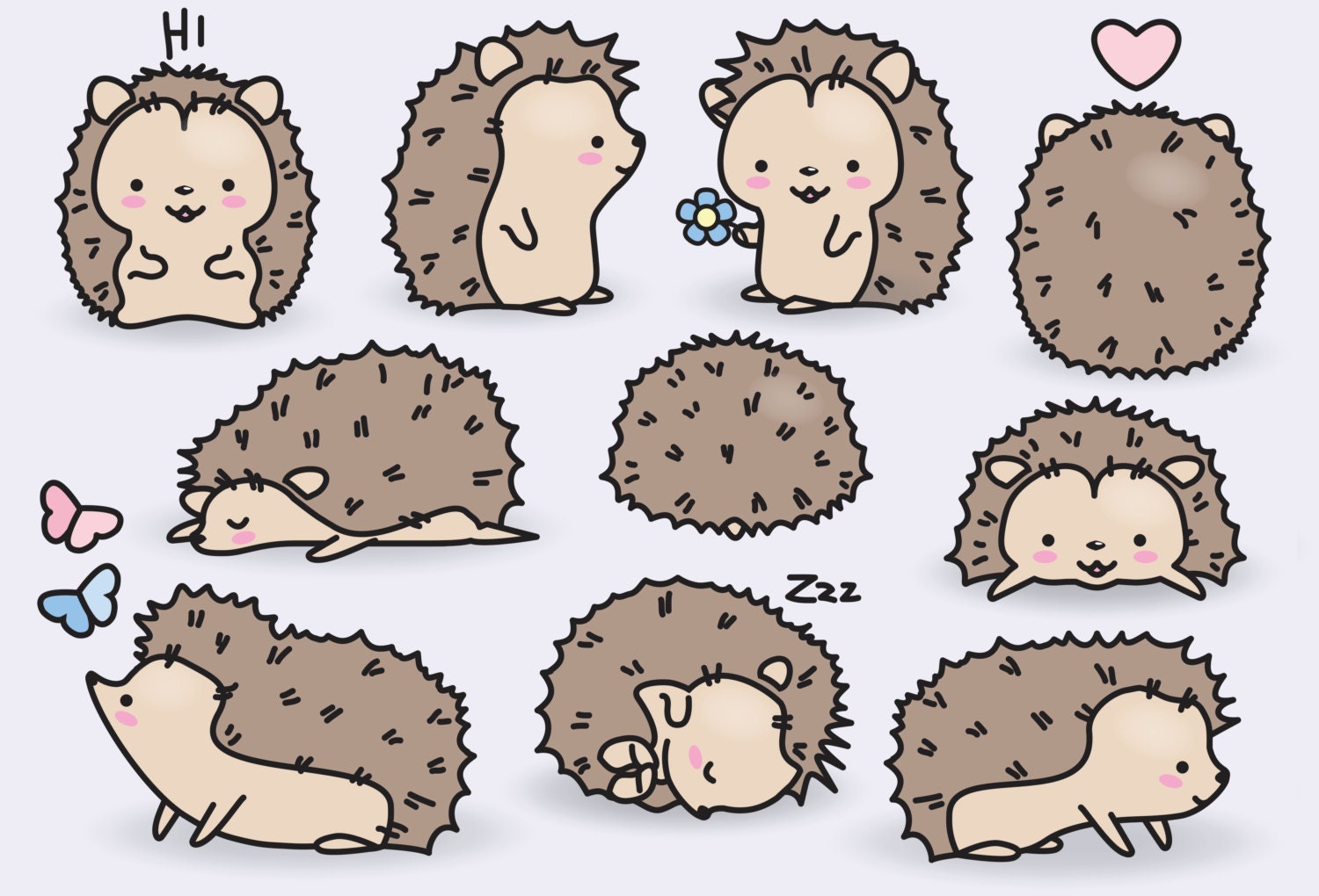Premium Vector Clipart - Kawaii Hedgehogs - Cute Hedgehogs ...