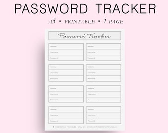 Filofax A5 Printable Password Keeper Filofax Password