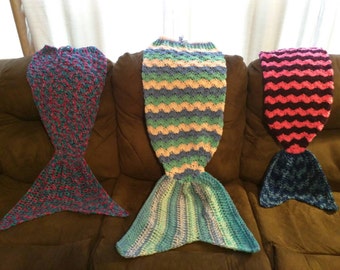 Crochet mermaid blanket with tail fin (cocoon-type)