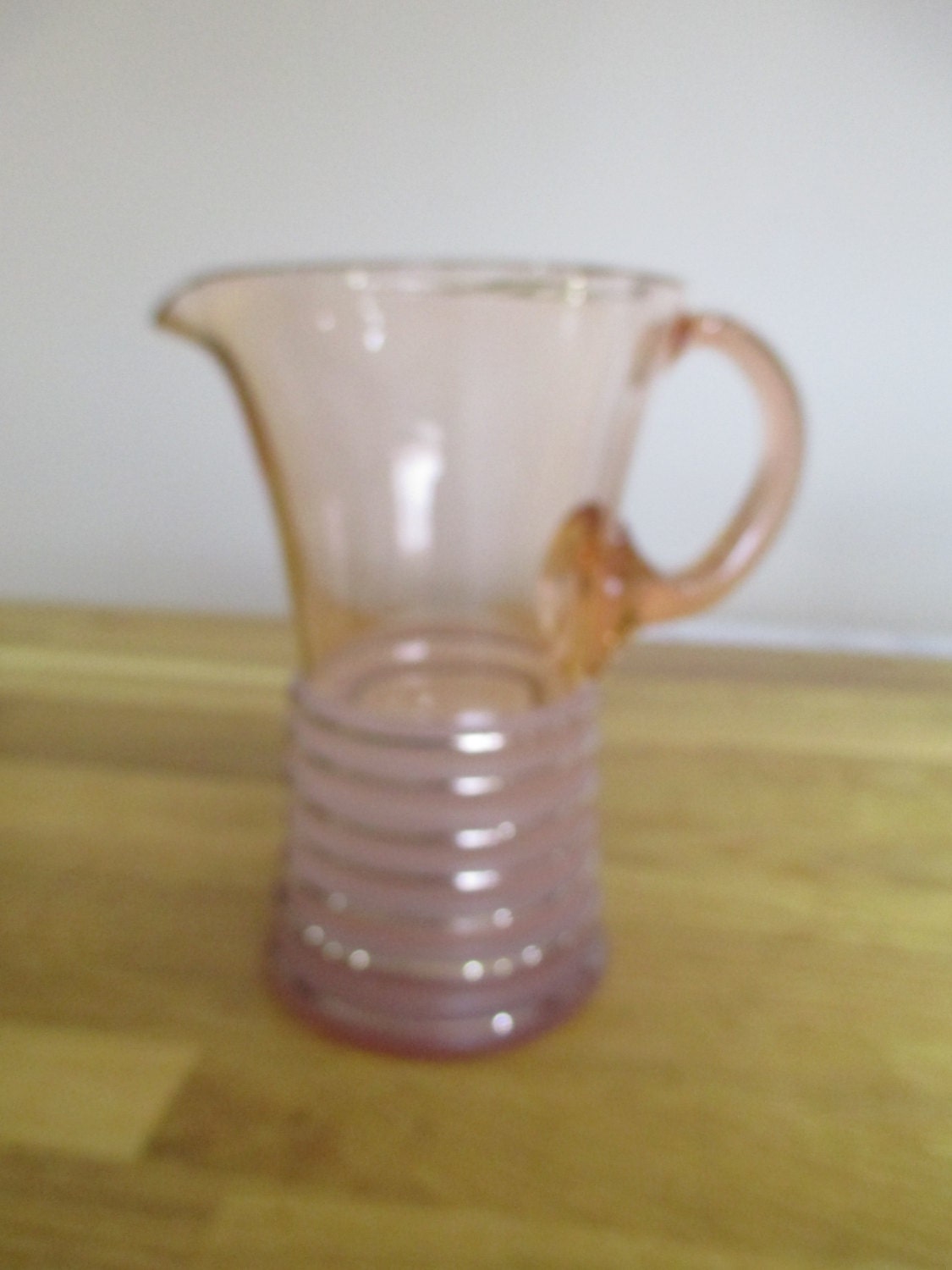 frosted pink glass jug vintage jug water jug excellent