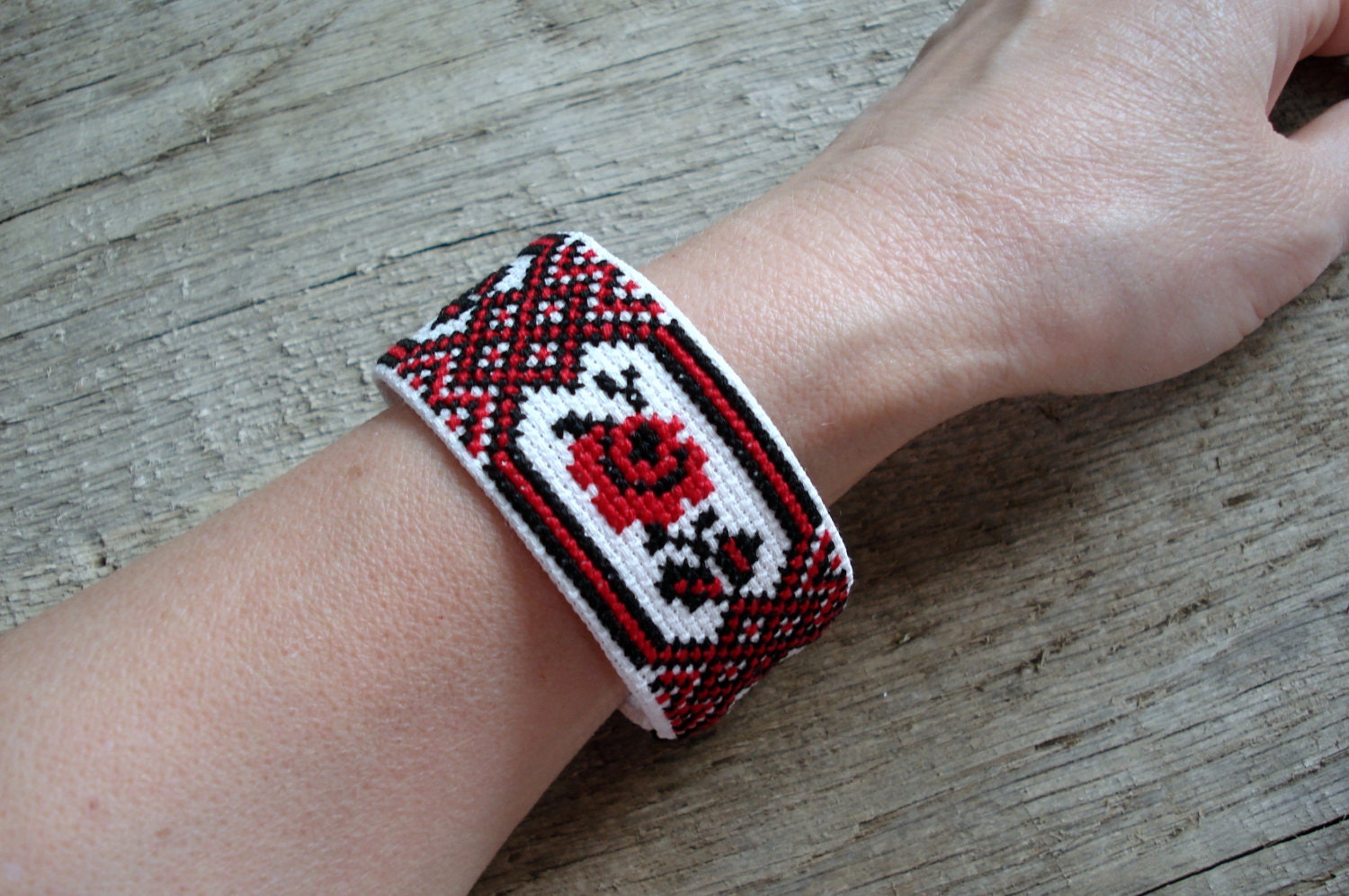 Embroidered bracelet Traditional Ukrainian embroidery