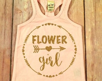 Flower girl Tank, Flower Girl Shirt, Wedding shirt, bridal party racerback tank top, flower girl tank top,Flower shirt