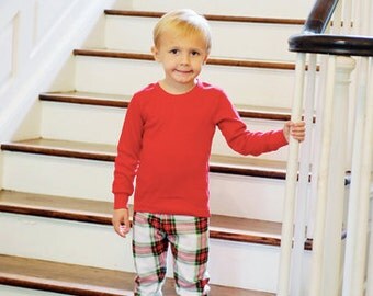 Monogrammed Pajamas, Plaid Christmas Pajamas, Monogrammed Childrens Christmas Pajamas, Christmas Pajamas,