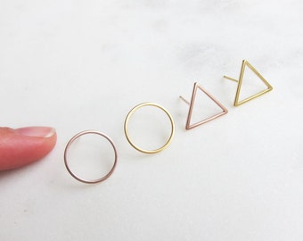 GOLDEN studs big brass gold plated / rose gold plated