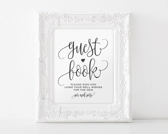 Guest Book Sign, Please Sign our Guest Book, Guest Book Printable, Wedding Sign, Template, Reception Sign, PDF Instant Download #BPB203_41