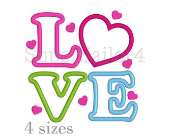 LOVE applique design, Valentine applique design, Heart applique design, Heart embroidery