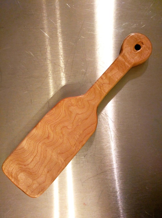 Curly Maple BDSM Paddle - Squared Hairbrush Design