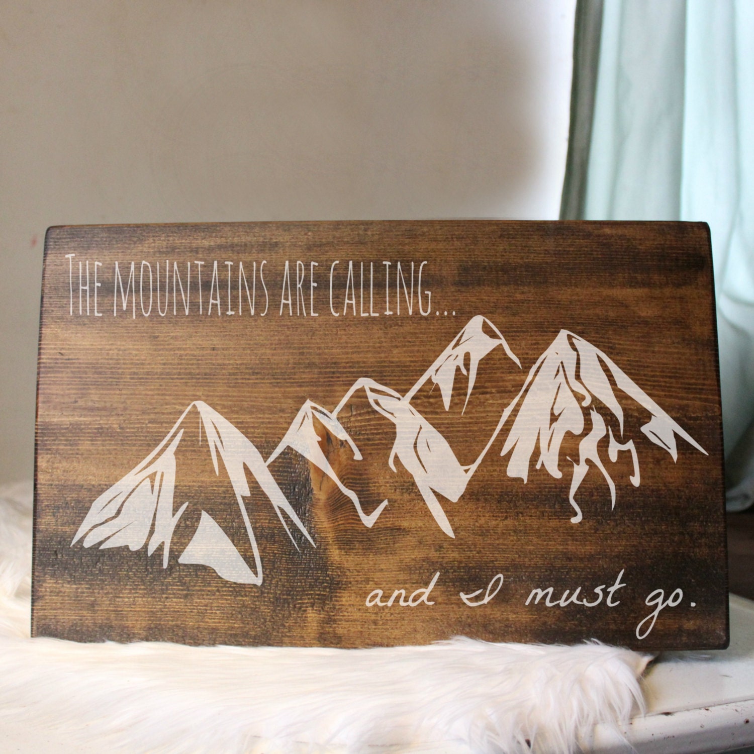 Rustic Mountain Wood Sign The Mountains Are by PalateForPallets