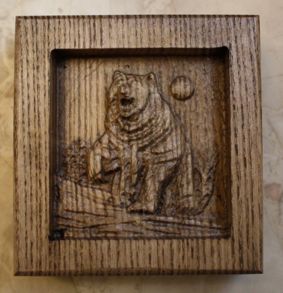 Wood Carved Carving Block Grizzly Bear by WildCranberryHkdRugs