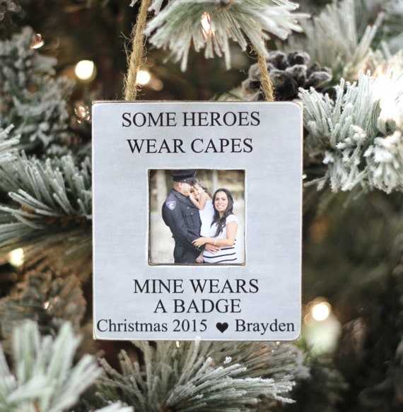 Christmas GIFT Ornament Police Officer Gift for Dad Family from Son Daughter Children Some Heroes Wear Capes Mine Wears a Badge
