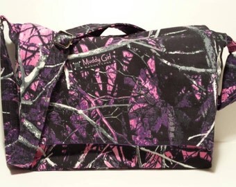 Muddy Girl camo crossbody bag, muddy girl camo bag, purple muddy girl purse, personalized camo bag