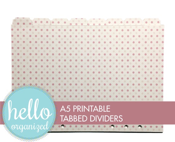 A5 Planner Tabbed Divider Printable template by HelloOrganized