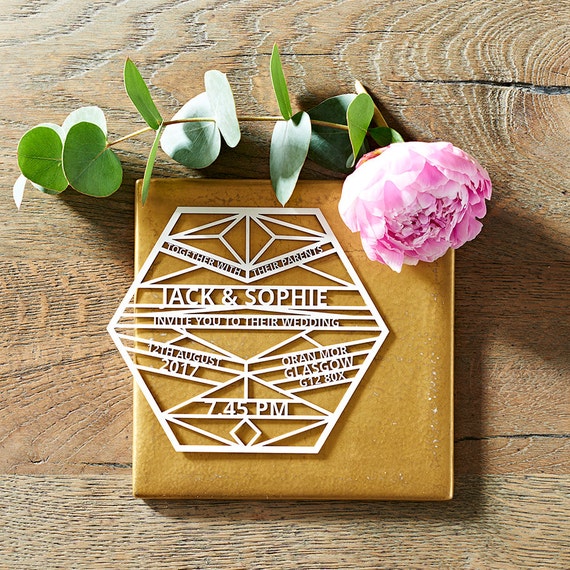 Bespoke Geometric Custom Laser Cut Wedding Invitations