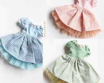 SK Couture Gingham Skirt Set for Blythe Pullip Dal Azone Licca