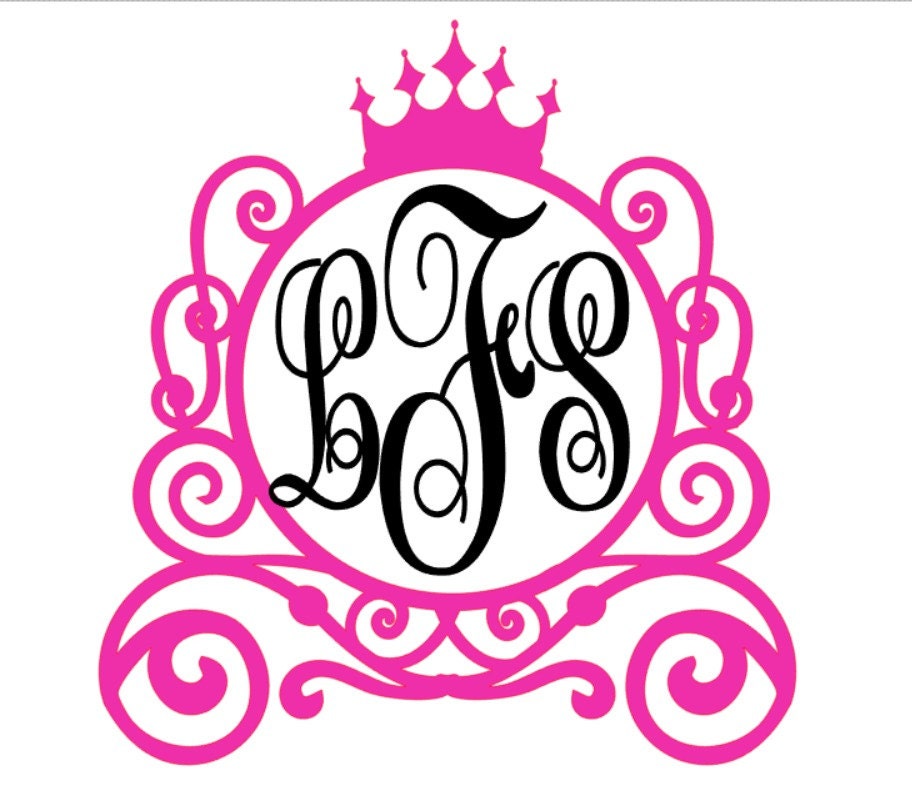 Princess Monogram Vinyl Decal Custom Tiara Vinyl