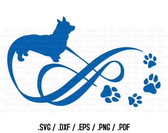 Corgi Puppy, Love Infinity Puppy Clipart, Veterinary Office Art, Animal SVG File, Vinyl Cutter, Screen Printing, Die Cut Machine - CA111