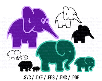 Elephant SVG Clipart Files, Elephant Clipart, Silhouette Studio, Cricut Design, Brother Scan, Scal, DXF File, SVG file, eps File CA265