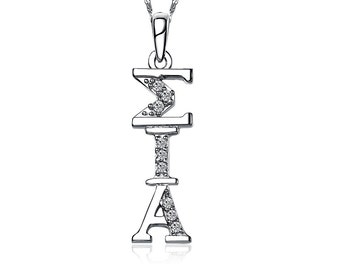 Sigma Iota Alpha Lavalier, Vertical Design, Sterling Silver (SIA-P001)