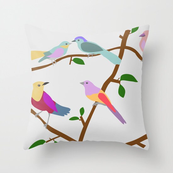 Birds Decorative throw pillow cover-16x16 by TheRedUmbrellaShop