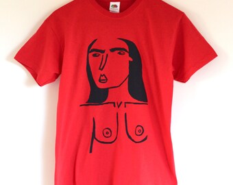 Free the nipple T-shirt - green/red/yellow/blue (original design)