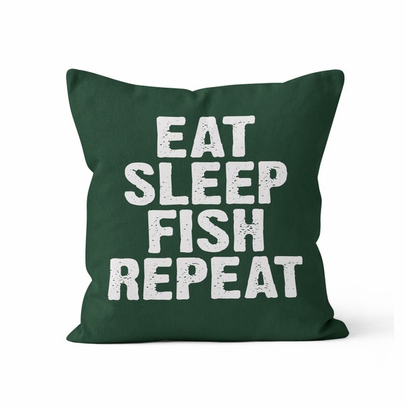 Download Eat Sleep FISH Repeat Decorative Throw Pillow cover with