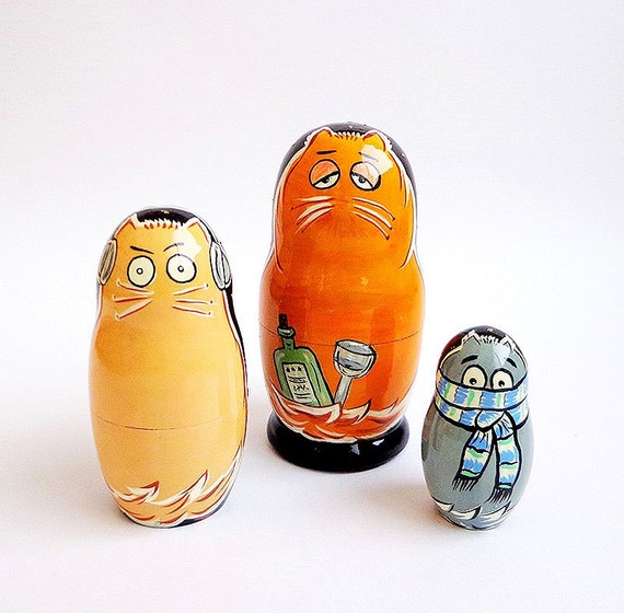 cat russian nesting dolls