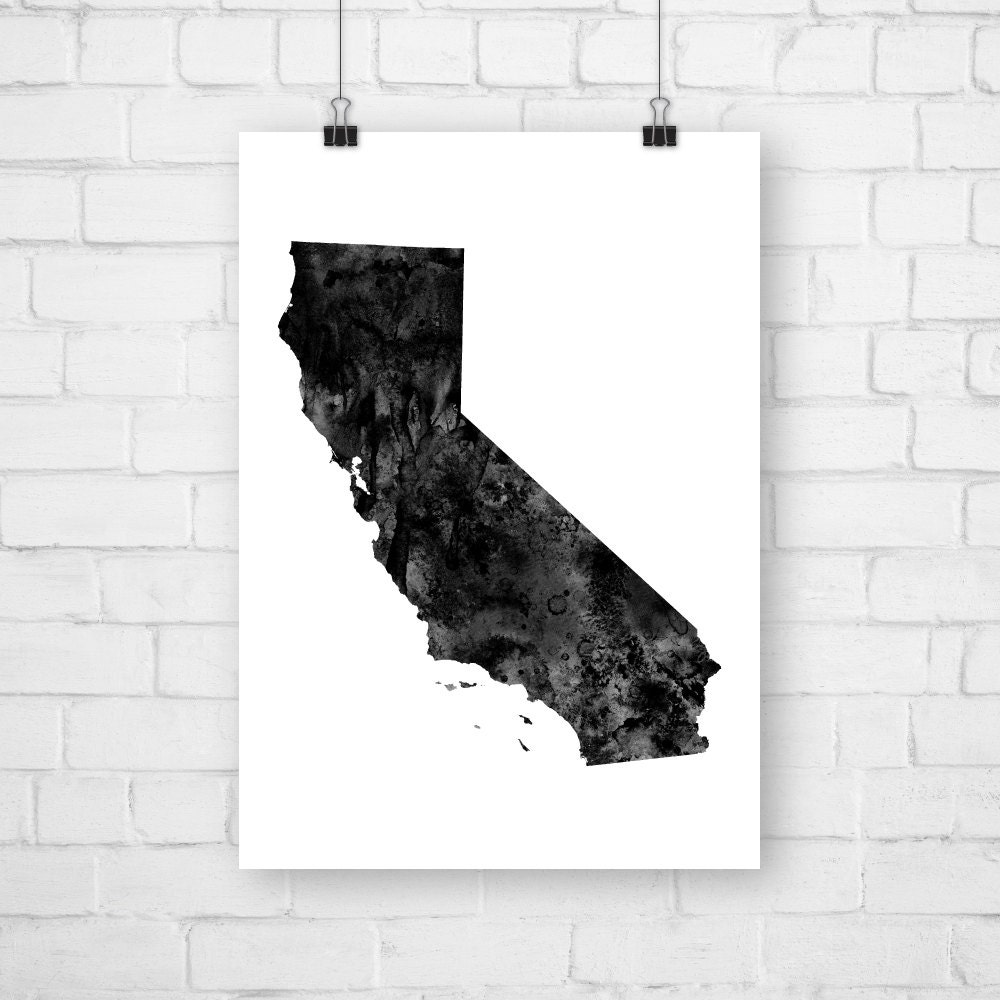 Printable Art California Map California Print California