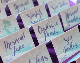 Little Mermaid Printables/Mermaid Food Tags/Little Mermaid Food Tags, Mermaid Table Tents, Under the Sea Food Tags, Mermaid Place Cards