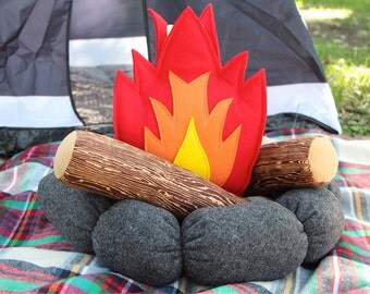 Pretend Play LIGHT UP LED Candle Felt Campfire Set