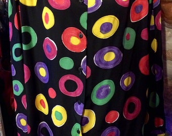 1980's loose abstract pattern blouse, huge shoulder pads. Size S/M.