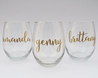 Personalized Stemless Wine Glasses