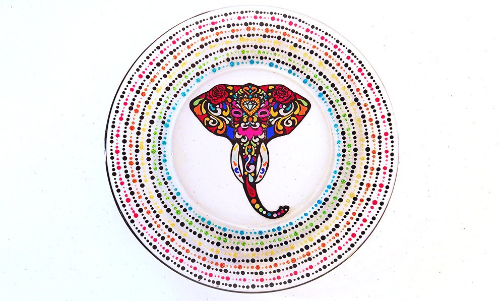 Elephant Decorative Plate Dinnerware Dining Set by NocturnalPandie