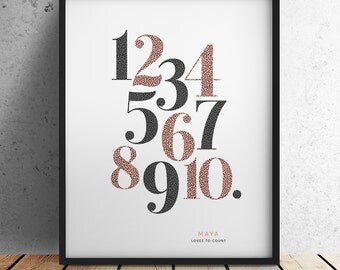 Personalised Name Numbers Print - Large (Unframed)
