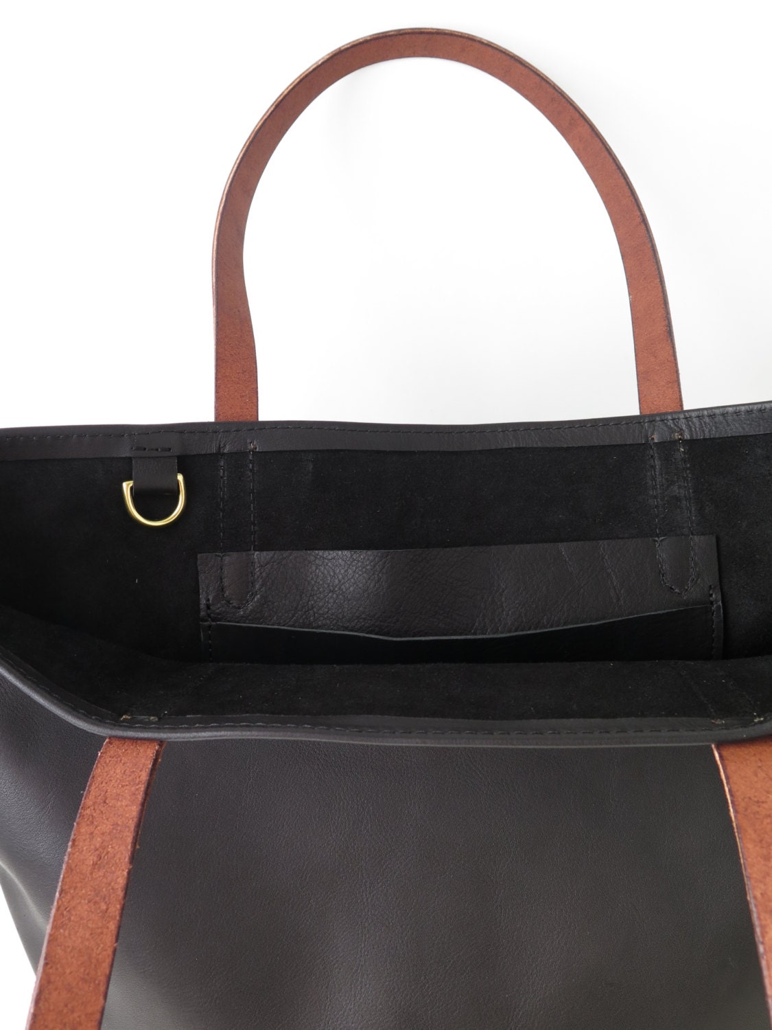 Black Leather Tote Bag // Simple Leather Bag // Black Leather