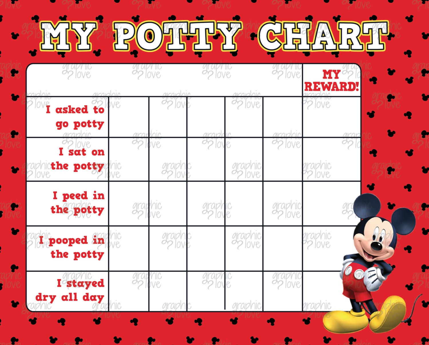 Printable Mickey Mouse Potty Training Chart, FREE Punch Cards | Disney ...