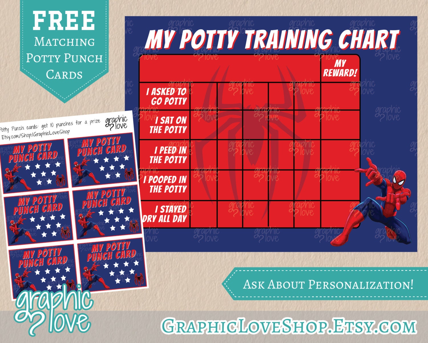 Ultimate Spiderman Potty Training Chart And By Graphicloveshop