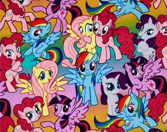 My Little Pony Packed Ponies Multi Cotton Fabric Hasbro by Springs Creative per fat quarter and per metre