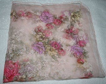 Vintage Sheer Floral Scarf Made in Italy