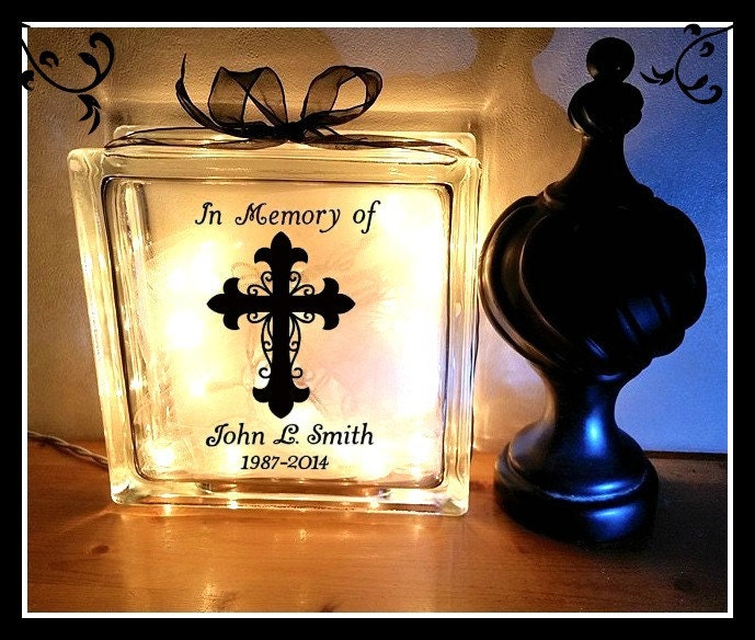 Memorial Glass Block In Memory of Glass Block Night Light