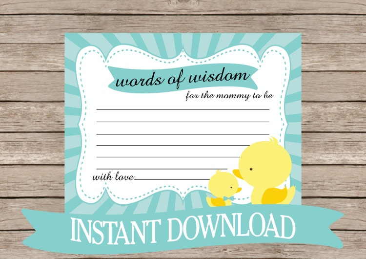 Words of Wisdom Baby Shower Card DUCK BOY by celebrateitparties