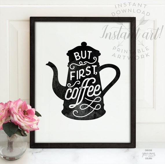 But first coffee PRINTABLE art kitchen by TheCrownPrints on Etsy