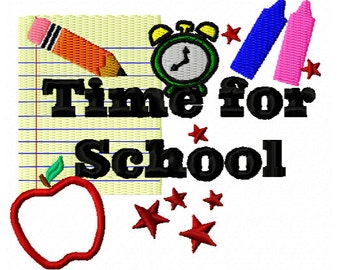 Digital Embroidery Designs, Filled Stitch Embroidery Pattern, Back to School Shirt Embroidery, Back to School Applique Design, Grade School