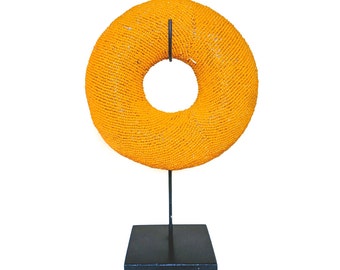 Tikar Clay Beaded Bangle Orange, Cameroon