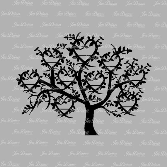 Family Tree 9 names SVG DXF EPS family tree files family