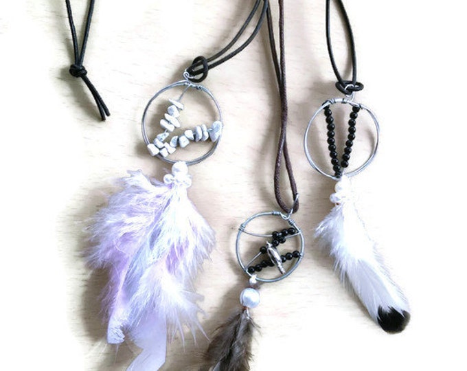 Dreamcatcher necklace/ pink dreamcather necklace/ brown feather dreamcatcher /hippie dreamcatcher necklace/ boho necklace /feather necklace