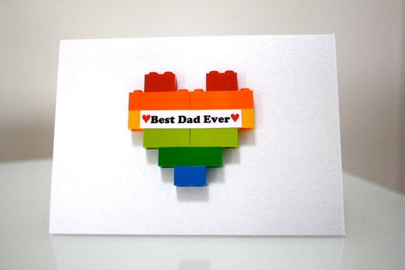 Fathers Day Gift Cards with detachable Lego Loveheart