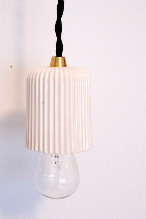 Ceramic Pendant Lamp PLEATED Ceramic Shade Pendant Light