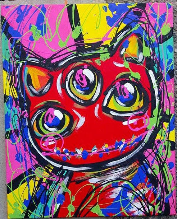 Cute Red Alien Acrylic Painting by healingartbyjreigns on Etsy